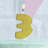 Gold Glitter 3 Number Candle - Pick and Mix