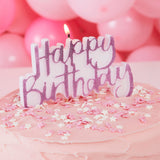 Pink Glitter Happy Birthday Candle- 5 Inner Pack