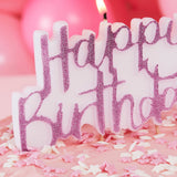 Pink Glitter Happy Birthday Candle- 5 Inner Pack
