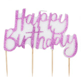 Pink Glitter Happy Birthday Candle- 5 Inner Pack