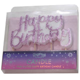 Pink Glitter Happy Birthday Candle