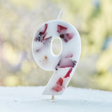 Pressed Petal Number 9 Birthday Cake Candle- 5 Inner Pack