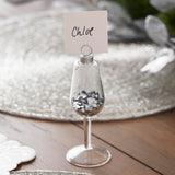 Silver Glitter Filled Wine Glass Christmas Place Card Holders- 5 Inner Pack