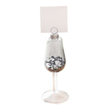 Silver Glitter Filled Wine Glass Christmas Place Card Holders- 5 Inner Pack