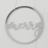 Silver Acrylic Merry and Bright Hanging Christmas Decorations