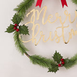 Merry Christmas Acrylic Gold Foliage Wreath- 5 Inner Pack