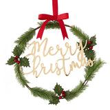 Merry Christmas Acrylic Gold Foliage Wreath- 5 Inner Pack