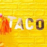 Gold Taco Party Pompom and Tassel Party Bunting  -  Viva la fiesta- 5 Inner Pack