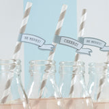 Paper Straws with Flags - Vintage Lace