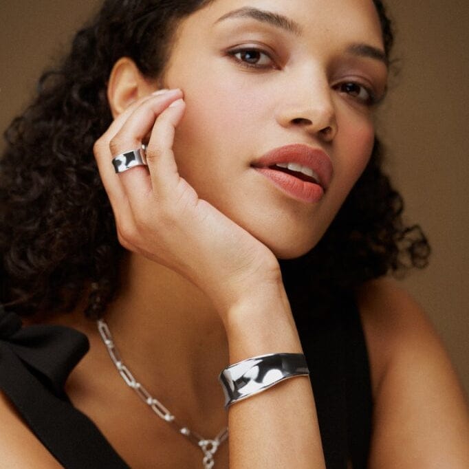 Orelia London LUXE Polished Molten Bangle Silver