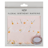 Pink Floral Birthday Napkins- 5 Inner Pack