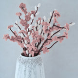 Pink and White Felt Blossom Foliage Stems- 5 Inner Pack