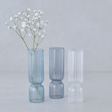 Blue and Clear Glass Bud Vases