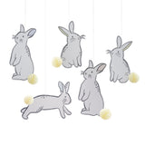 Hanging Easter Bunny Decorations with Honeycomb Tails- 5 Inner Pack