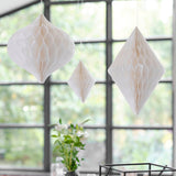 White Honeycomb Paper Hanging Decorations- 5 Inner Pack
