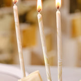Nude and Champagne Gold Tall Marble Birthday Cake Candles