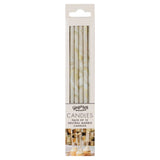 Nude and Champagne Gold Tall Marble Birthday Cake Candles- 5 Inner Pack
