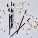 Nude and Black Happy Birthday Paper Straws