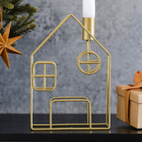Gold Metal House Christmas Candle Holder- 10 Inner Pack