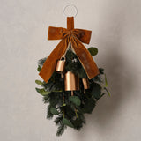Foliage Christmas Door Swag with Velvet Ribbon & Bells- 5 Inner Pack