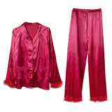 Pink Satin Pyjamas with Feather Trims - Small- 5 Inner Pack