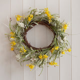 Yellow Artificial Flower Foliage Spring Wreath- 5 Inner Pack