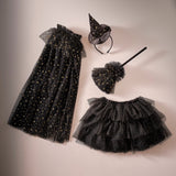 Black & Gold Star Witch Costume Cape- 4 Inner Pack