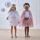 White & Silver Sparkle Fairy Princess Costume Cape