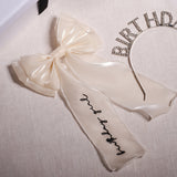 Ivory Embroidered 'Birthday Girl' Hair Bow