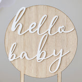 Hello Baby Wood and Acrylic Baby Shower Cake Topper- 5 Inner Pack