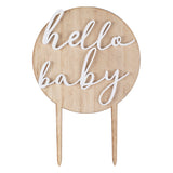 Hello Baby Wood and Acrylic Baby Shower Cake Topper