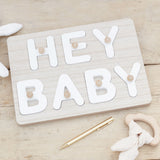 Hey Baby Wooden Puzzle Baby Shower Guest Book- 5 Inner Pack