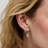 Organic Wave Huggie Hoop Earrings - Silver