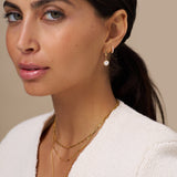 Pearl Drop Huggie Hoop Earrings - Gold