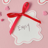 Wavy Place Cards with Pink and Red Bows- 5 Inner Pack