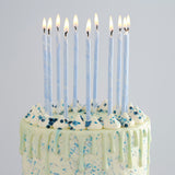 Blue Tall Marble Birthday Cake Candles- 5 Inner Pack