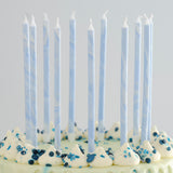 Blue Tall Marble Birthday Cake Candles