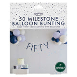 Navy 50th Birthday Milestone Balloon Bunting- 5 Inner Pack