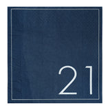 Navy 21st Birthday Milestone Paper Napkins- 5 Inner Pack