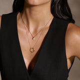 Open Circle Mid Length Necklace - Gold