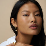Pearl Drop Mid-Size Hoop Earrings