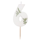 Leaf Foliage Number 6 Birthday Candle- 5 Inner Pack