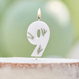 Leaf Foliage Number 9 Birthday Candle- 5 Inner Pack