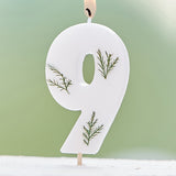 Leaf Foliage Number 9 Birthday Candle- 5 Inner Pack