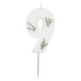 Leaf Foliage Number 9 Birthday Candle- 5 Inner Pack