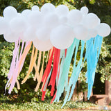 White Cloud Balloon Garland with Rainbow Streamers- 5 Inner Pack