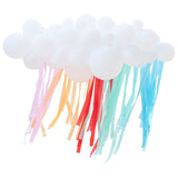White Cloud Balloon Garland with Rainbow Streamers- 5 Inner Pack