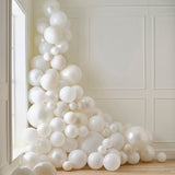White & Cream Balloon Arch with Pearls