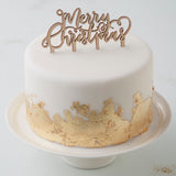 Festive Wooden Merry Christmas Cake Topper