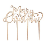 Festive Wooden Merry Christmas Cake Topper